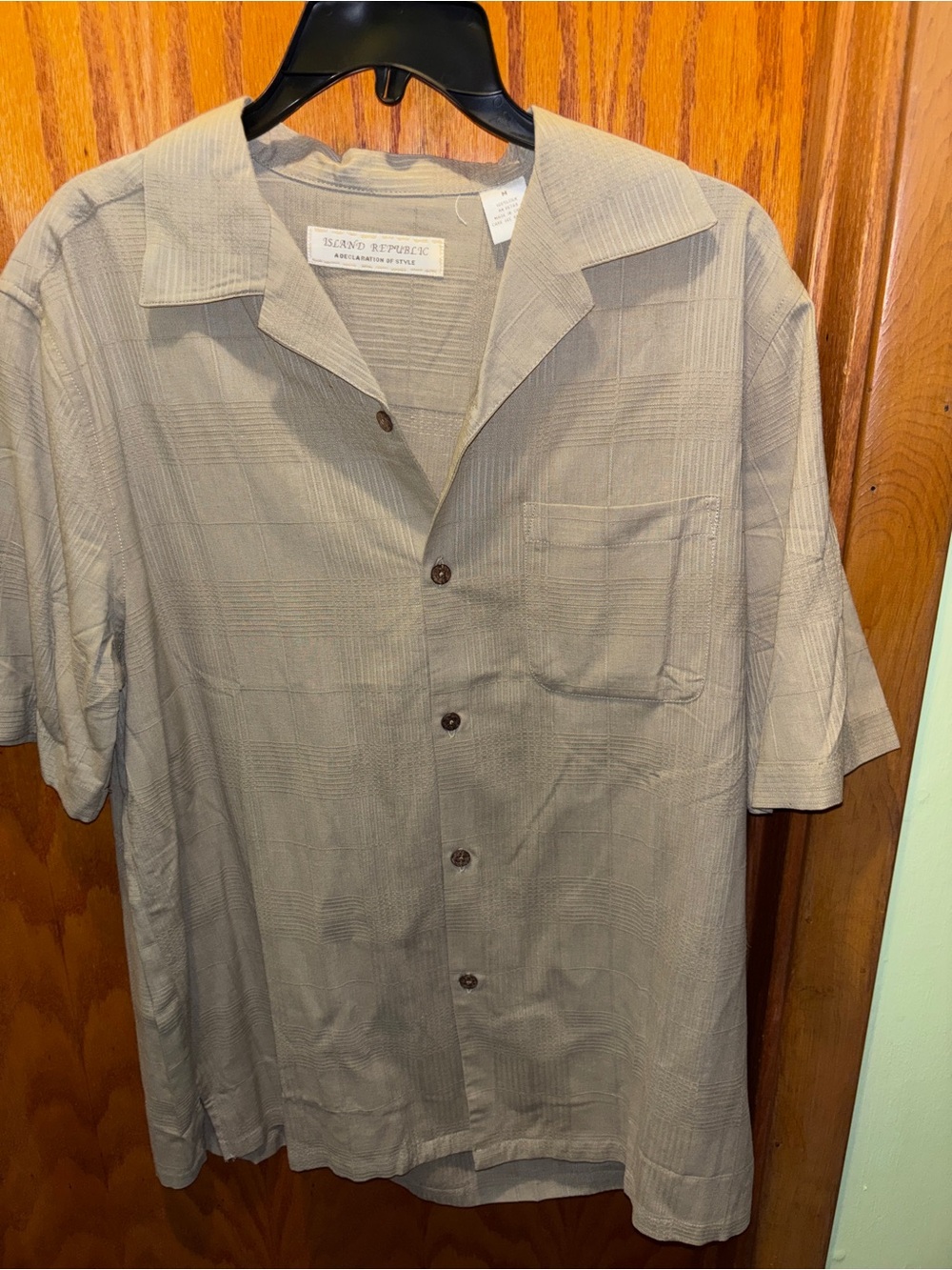 Island Republic Taupe Textured Short Sleeve Shirt